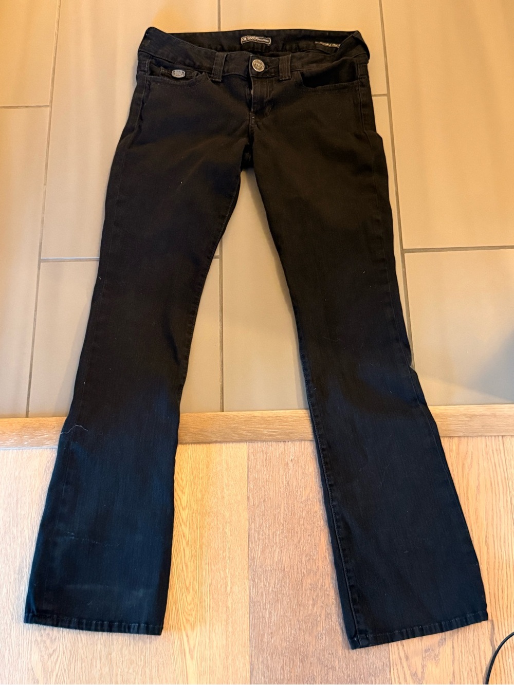 Guess Premium Black Bootcut Jeans Size 29 Y2K Low Rise Flare Denim
